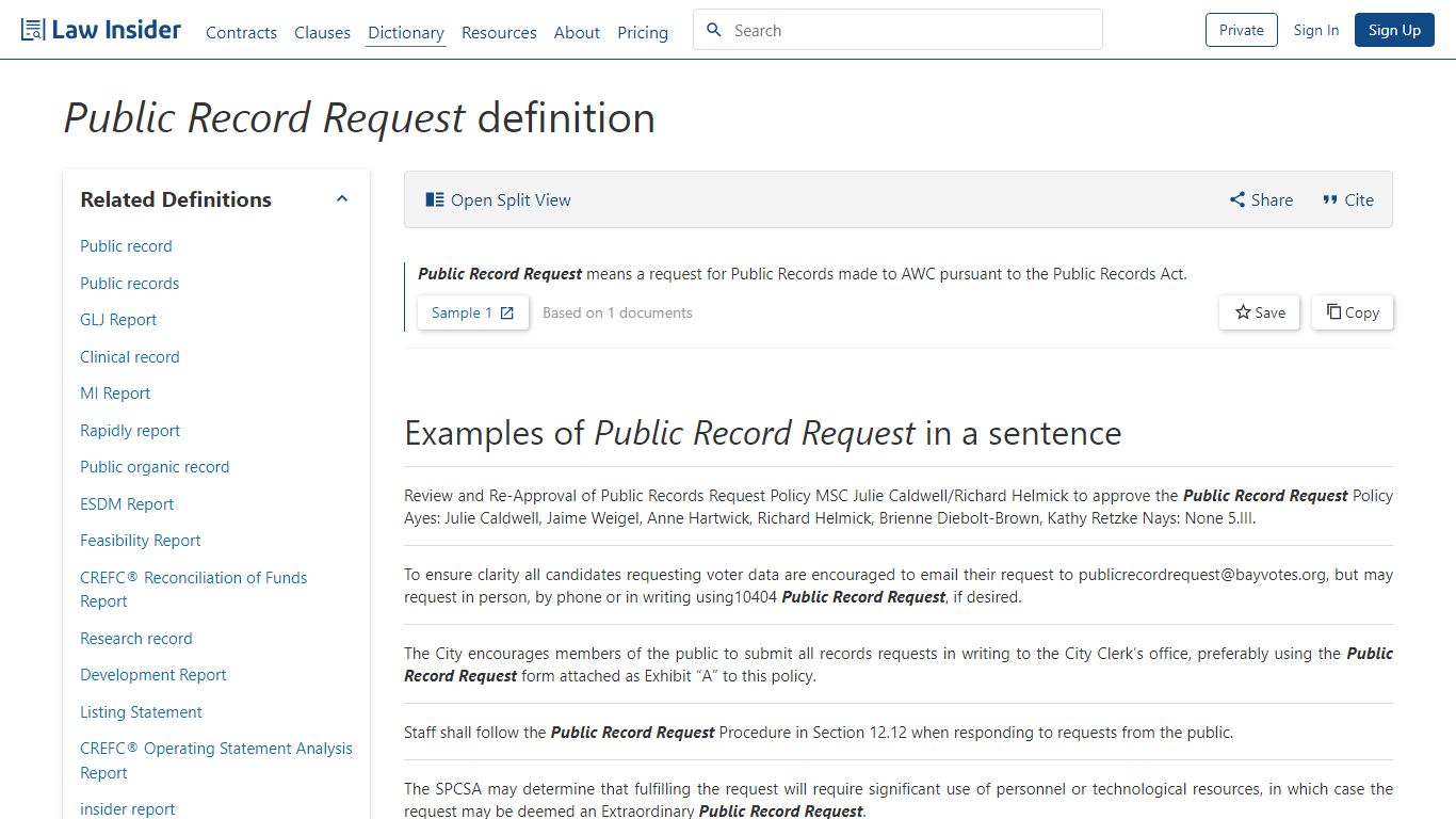 Public Record Request Definition | Law Insider