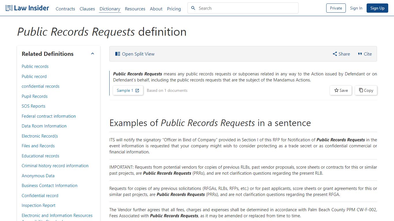 Public Records Requests Definition | Law Insider